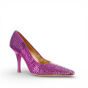 Salvatore Ferragamo Purple Leather & Satin Ombre Crystal Embellished Shoes 6